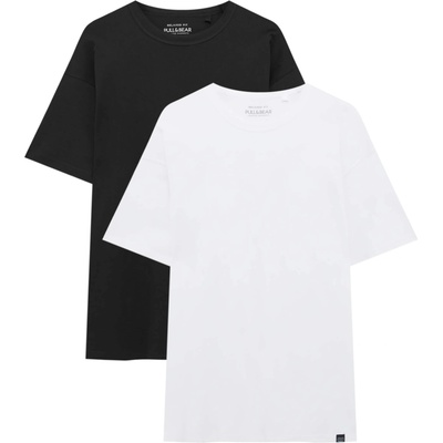 Pull&Bear Тениска черно, бяло, размер XS