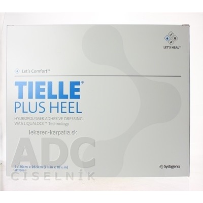 Tielle Plus Heel Obväz hydropolymérový s adhezívnym okrajom 20 x 26,5 cm 5 ks