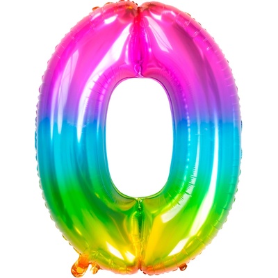 Folat Balónek fóliový číslo 0 Yummy Gummy Rainbow 86 cm