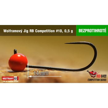 NASTRAHY.cz Bezprotihrotý wolframový Jig RB Competition #10 14 mm 0,5 g Red 5 ks