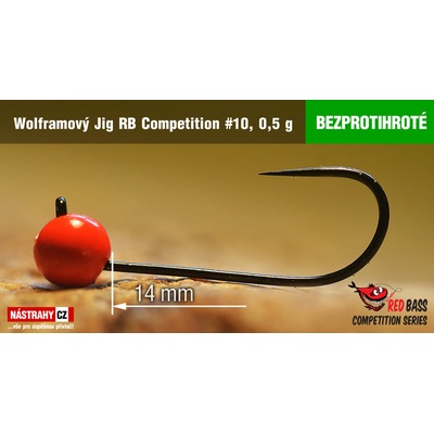 NASTRAHY.cz Bezprotihrotý wolframový Jig RB Competition #10 14 mm 0,5 g Red 5 ks