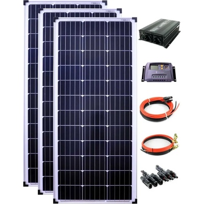 Solartronic Пълен комплект 3x100W, 12V 1200mm, Инверотр 1500W, 20A соларен контролер (SET300M-NM1500-LR20Agelb)