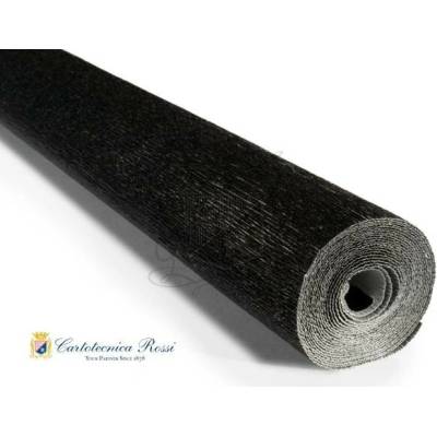 Italský krepový papír Cartotecnica Rossi 180g (50 x 250cm) metalická-černá 809