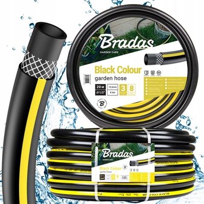 Bradas Black colour 1/2" 50m zahradní hadice WBC1/250, černá - žlutý pruh