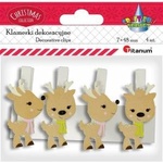 TITANUM Wooden buckles with reindeer decor 4pcs