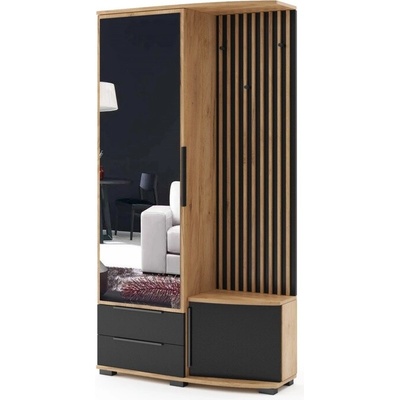 Sconto Predsieňová zostava SORENTO dub craft/čierna/zrkadlo, ľavá
