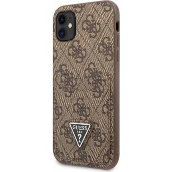 GUESS Гръб Guess 4G Saffiano Double Card Case за iPhone 11 - Кафяв (3666339050115)