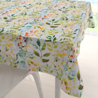 Biante Dekoračný štvorcový obrus PML-066 Zelené popínavé lístky na bielom 130x130cm