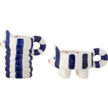 Bloomingville Свещници за класически свещи Caty бяло-сини 2 бр (82062663)