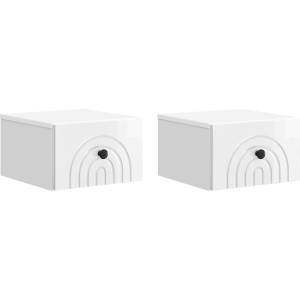 vidaXL Спален шкаф с монтаж на стена 2 бр. Бял гланц 33 x 34, 5 x 20 см (898094)