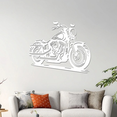 dřevo života Dřevěný obraz motorky Harley Davidson Rozměry (cm): 60x50, Zvolte barvu dekoru: Bílá