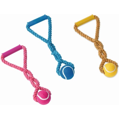 Nobby Rope Toy farebné bavlněné lano s tenisákem