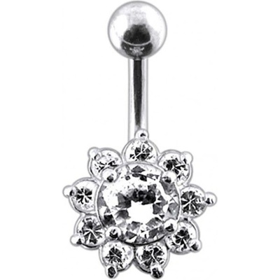 Šperky4U stříbrný piercing do pupíku kytička BP01169-LA