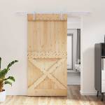vidaXL Преплъзваща се врата Естествено и бяло 100 x 210 cm (3444968)