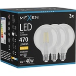 Mexen Vintis 3x LED филамент крушка E27, G95, 4W, Топла - 2700K, 470 lm, прозрачна (L157-E27-0427-00x03)