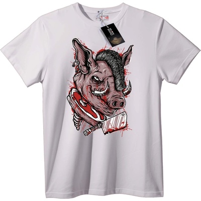 NOONEBRAND Тениска Прасе с мохоук и нож - 2XL, Black