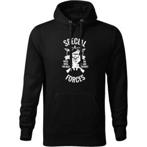 DRAGOWA мъжки суитшърт с качулка Special Forces Hood, черен, 320г/м2 (5684)