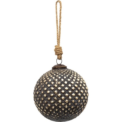Clayre & Eef Zlato-hnědá antik skleněná ozdoba koule - Ø 11*11 cm