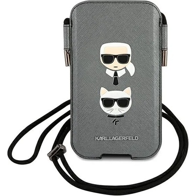 KARL LAGERFELD Karl Lagerfeld KLHCP12LOPHKCG Saffiano Ikonik Karl&Choupette Head универсален калъф, до 6.7", сив (KLD872GRY)