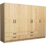 TopMebel Петкрилен гардероб Victoria TopMebel от меламин в цвят дъб 250x60x181cm - topmebel - 1 064,91 лв