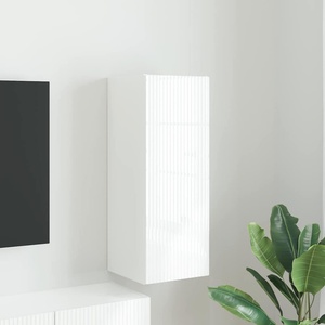 vidaXL TV стенен шкаф 30 x 31 x 80 см Гланц бяло Инженерна дървесина (892297)