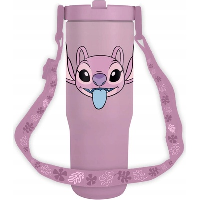 Lilo & Stitch termohrnek Angel pro děti 850 ml se šňůrkou růžový