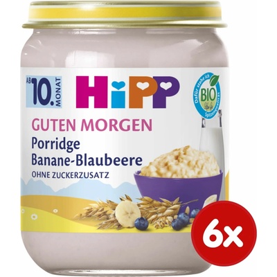 Hipp Bio raňajková ovesná kaša s banánom a čučoriedkami 6 x 160 g