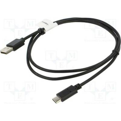 Lanberg CA-USBO-20CU-0010-BK USB 2.0, USB A vidlice, USB C vidlice, zlacený, 1m, černý