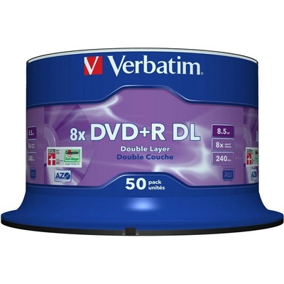 Verbatim DVD+R DL 8,5GB 8x, spindle, 50ks (43758)