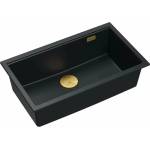 Quadron Вградена композитна мивка Quadron Logan 110, въглеродно черно - златно, 76x44 см (HQD7644U7_PVDG1_I) Мивка за вграждане