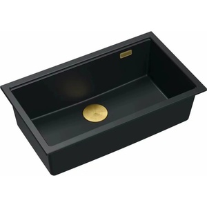 Quadron Вградена композитна мивка Quadron Logan 110, въглеродно черно - златно, 76x44 см (HQD7644U7_PVDG1_I) Мивка за вграждане