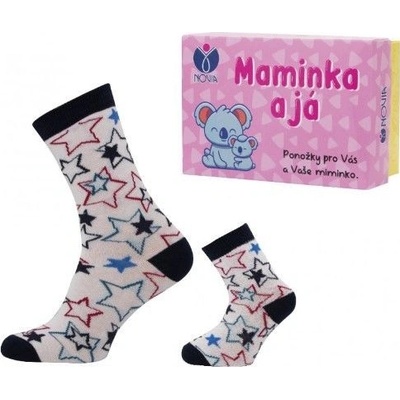 MAMINKA A JÁ kojenecké a dospělé ponožky NOVIA v dárkové krabičce hvězdy 1 krabička