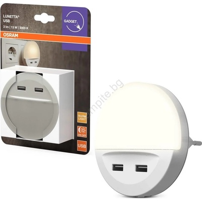 OSRAM - LED нощна лампа за контакт със сензор LUNETTA 2xUSB LED/13W/230V (P225939A)