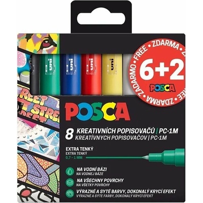 6+2 Sada popisovačů Posca PC-1M - 8 ks