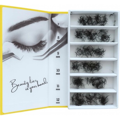 Luxury Lashes 5D Řasy Premium sypaná v Hotovém Vějířku 1 000 ks Zakřivení umělých řas: CC, Délka umělých řas: Mix délek 7-12 mm, Tloušťka řas: 010
