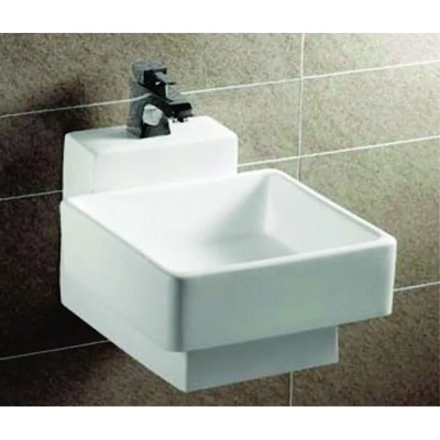 Inter Ceramic Мивка за баня ICB 838, стенен монтаж, с отвор за смесител, порцелан, бял, 47.5x37.5x32см (838)