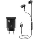 Cellularline Пакет за Samsung - Зарядно 220V USB-C 25W + слушалки TYPE-C
