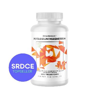 BrainMax Draslík Magnesium, Draslík citrát + Horčík malát, 200 rastlinných kapsúl 100 mg elementárneho draslíka a 60 mg elementárneho horčíka na dávku, doplnok stravy