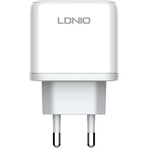 LDNIO Мрежово зарядно устройство LDNIO A2526C, 45W, 1 x Type-C F, 1 x USB F, PD, QC, PPS, С Кабел Type-C към Lightning , Бял - 40288