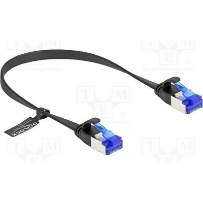 Delock 80172 RJ45 Plochý spojovací ze zástrčky na zástrčku, Cat.6A, ohebný, 0,25m, černý