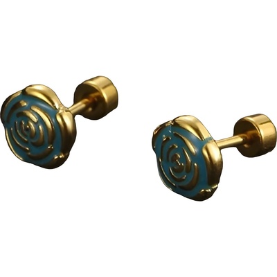 HARAHU Обеци Ретро Роуз - Синя kp23578 (re-23578)