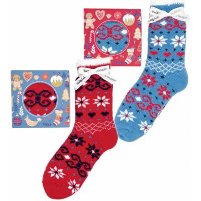 Taubert HAPPY CHRISTMAS dárkově balené vánoční ponožky s norskými vzory v krabičce modrá