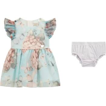 Guess Нежна тюлена рокля за бебе момиче в ментов цвят с пеперуди Guess
