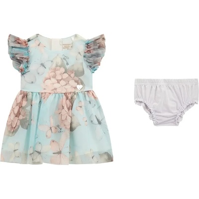 Guess Нежна тюлена рокля за бебе момиче в ментов цвят с пеперуди Guess