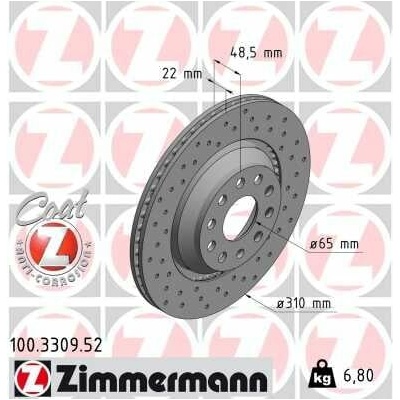 Brzdový kotúč ZIMMERMANN 100.3309.52 (100330952)