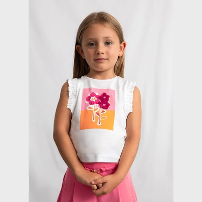 MAYORAL Топ с презрамки в бял цвят с розови цветя за мини момиче Mayoral