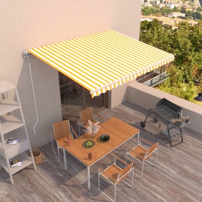 VidaXL Automatická zatahovací markýza 450 x 350 cm žlutobílá