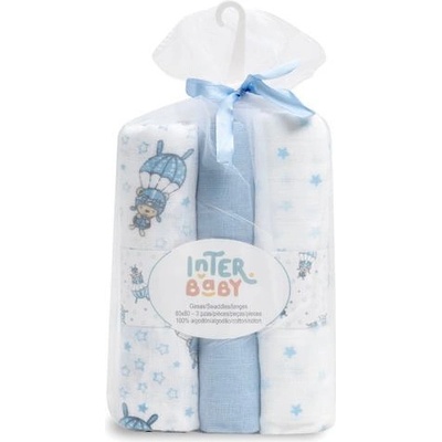 Interbaby padák 80x80 cm- bielo/modrá 3 ks