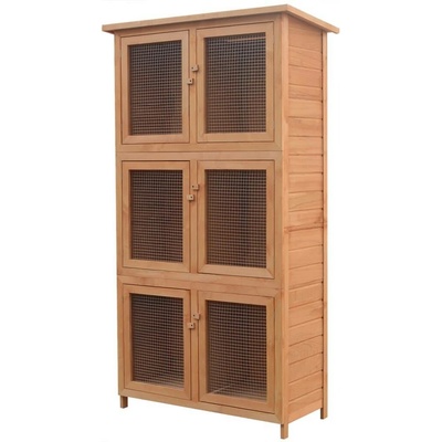 vidaXL Klec pro králíky s 6 kotci 102 × 48 × 180 cm jedlové dřevo 9799.170347
