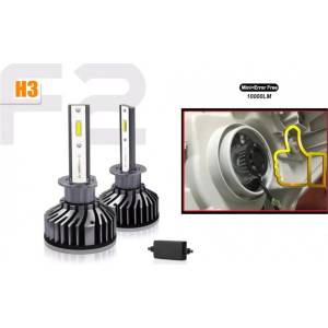  Комплект Умалени Мини Лед Led Диодни Крушки F2 H3 12V 24V 72W 10000lm За Фарове Can Bus без Грешки
